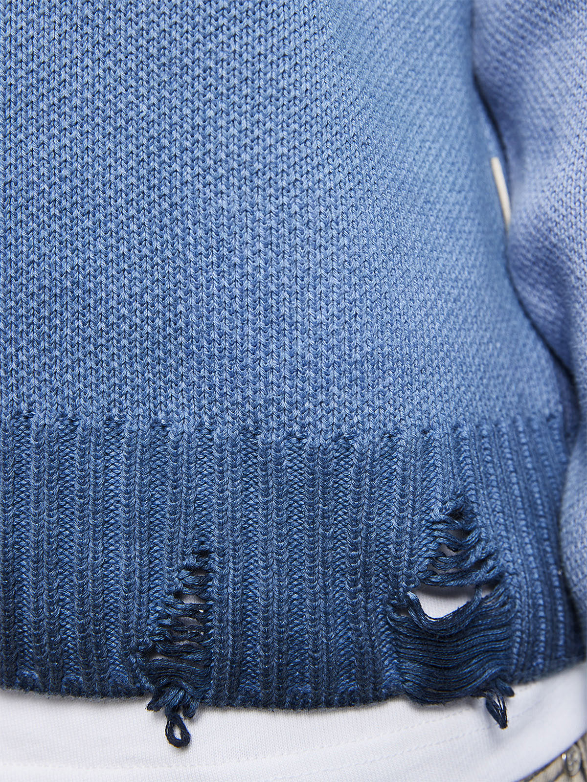 OIL WASHED KNIT SWEATER - BLUE