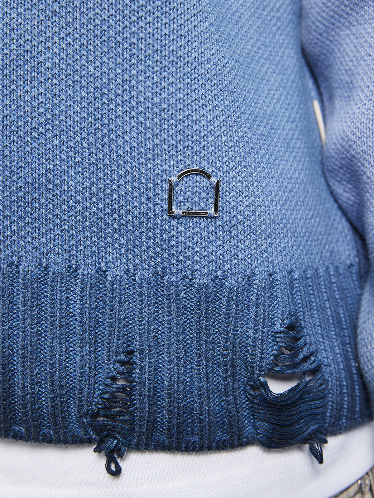 OIL WASHED KNIT SWEATER - BLUE