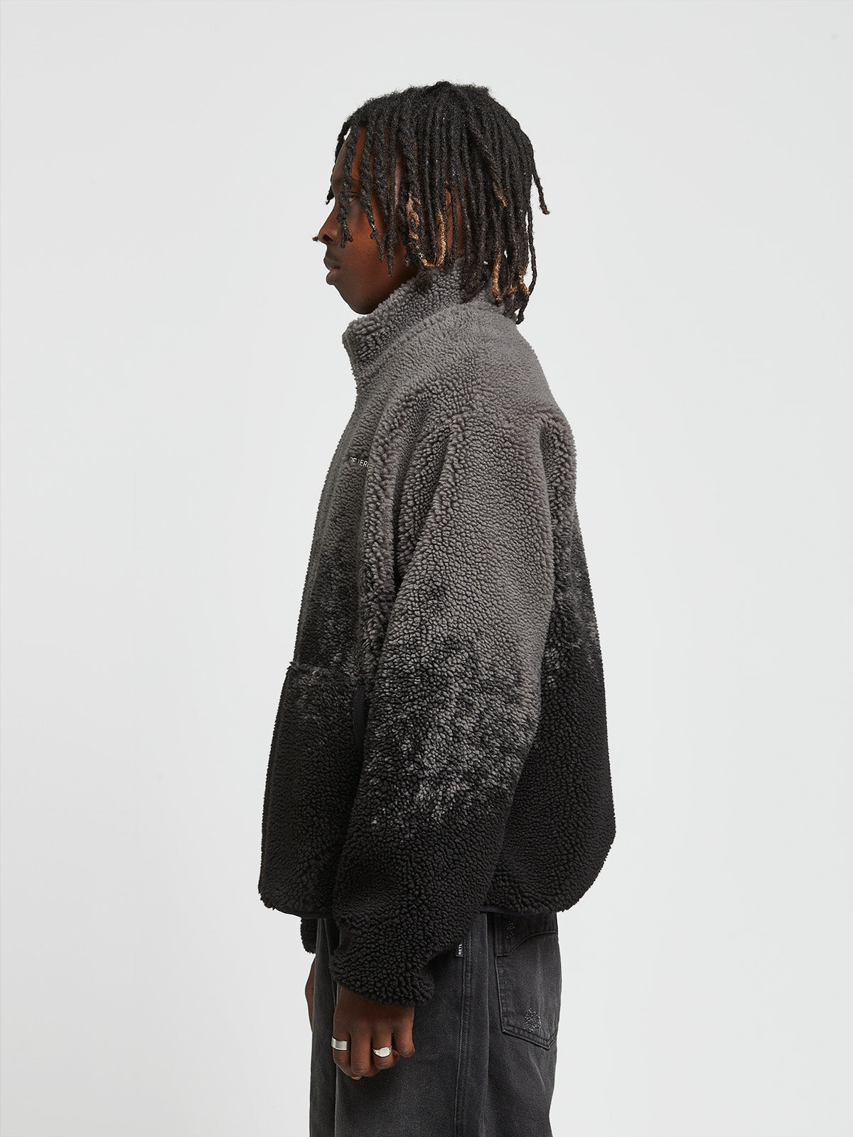 SPRAYED FLEECE JACKET - BLACK/GREY