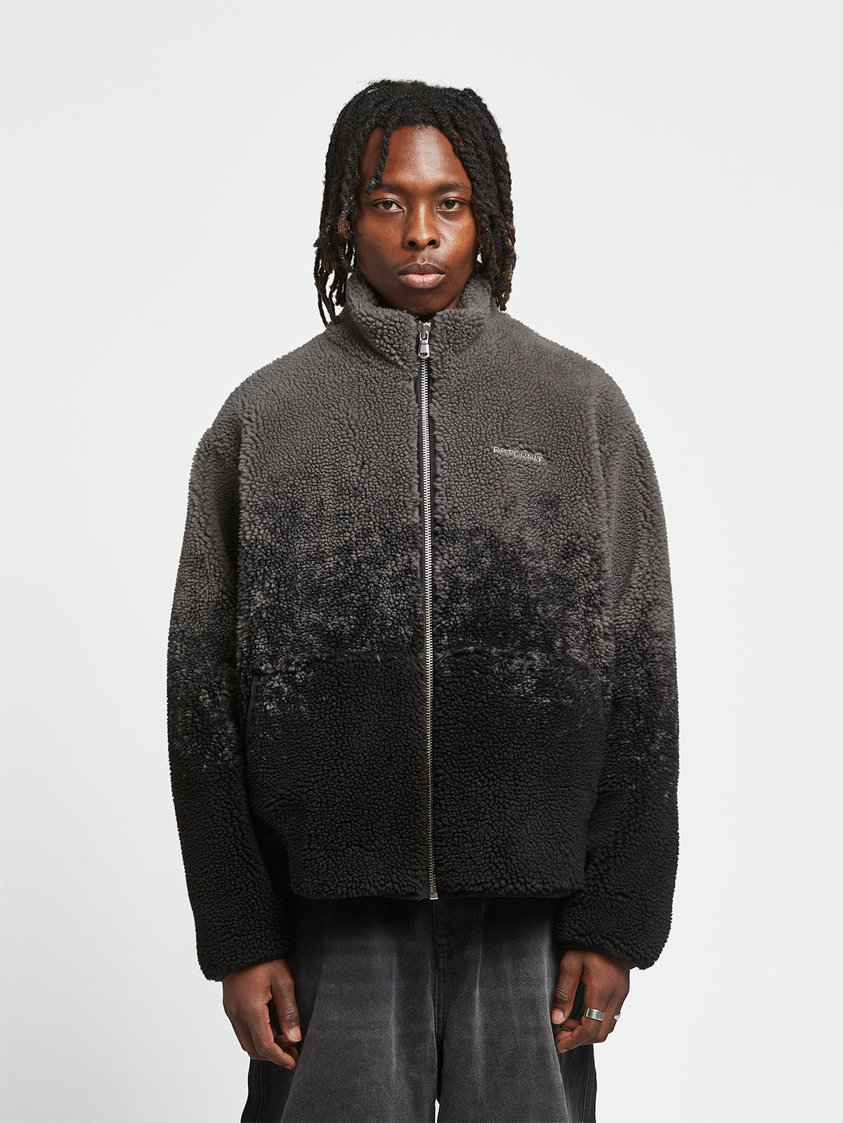 SPRAYED FLEECE JACKET - BLACK/GREY