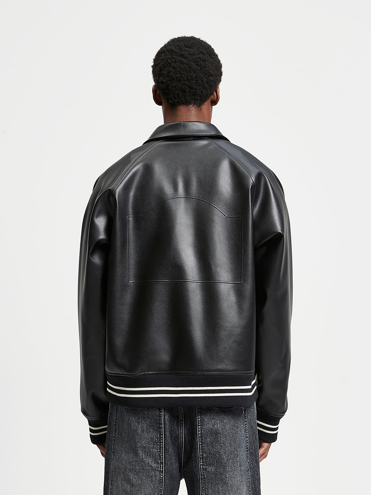 LEATHER BOMBER JACKET - BLACK