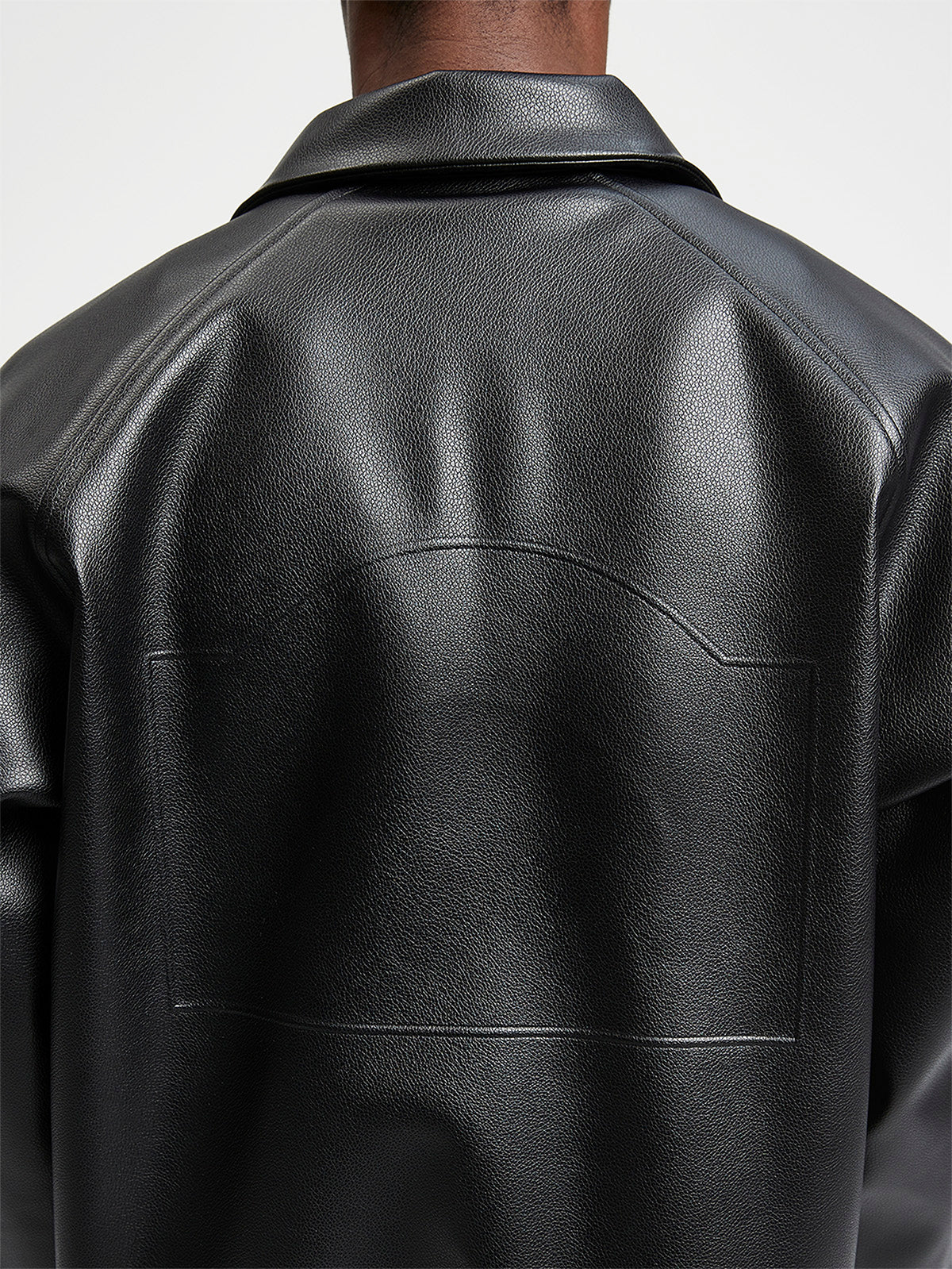 LEATHER BOMBER JACKET - BLACK