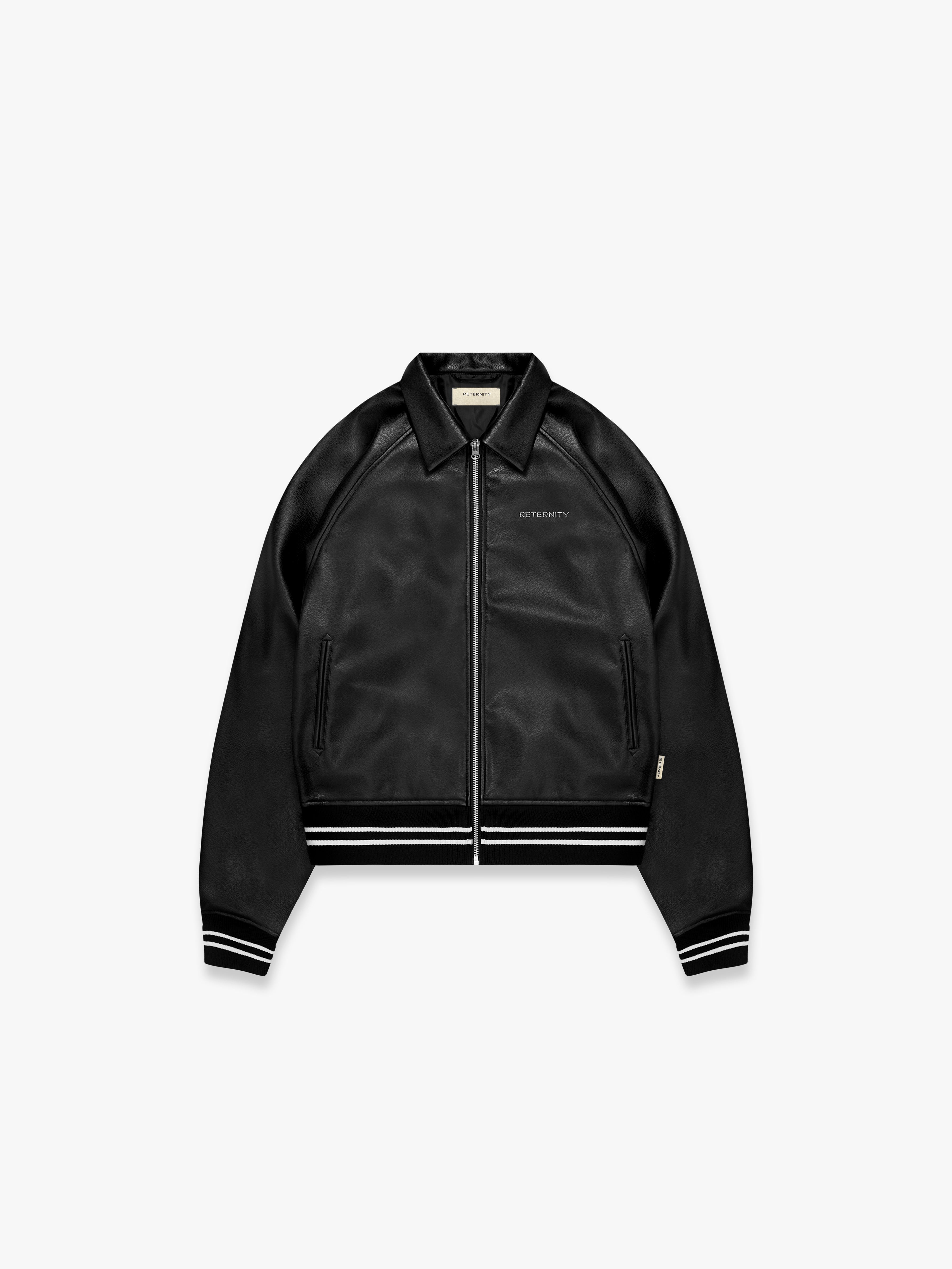 LEATHER BOMBER JACKET - BLACK