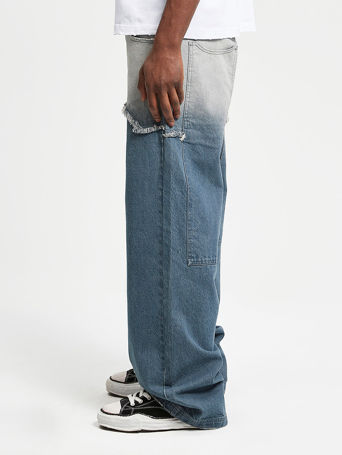 SPRAYED SPLIT DENIM  - WASHED BLUE