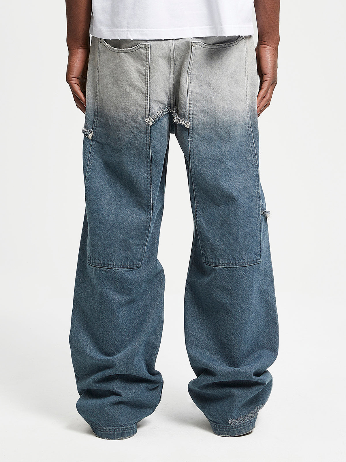 SPRAYED SPLIT DENIM  - WASHED BLUE