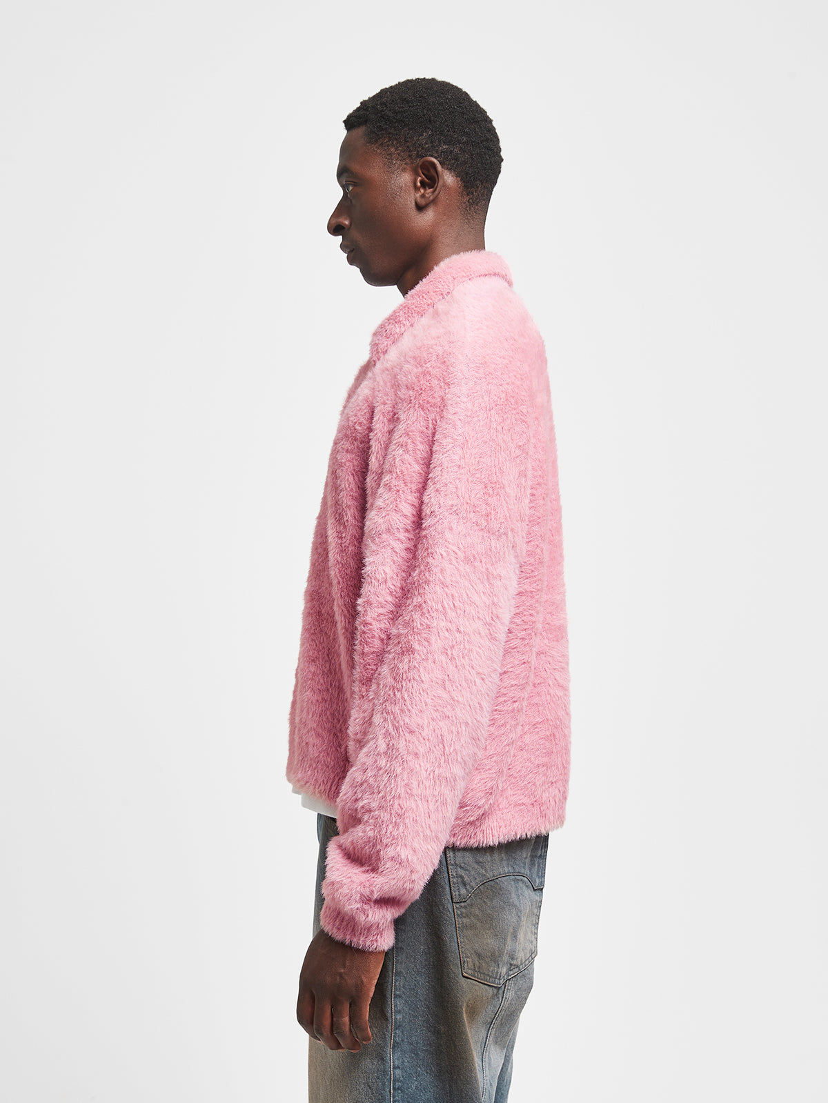 RIVOLI FURRY POLO KNIT - PINK