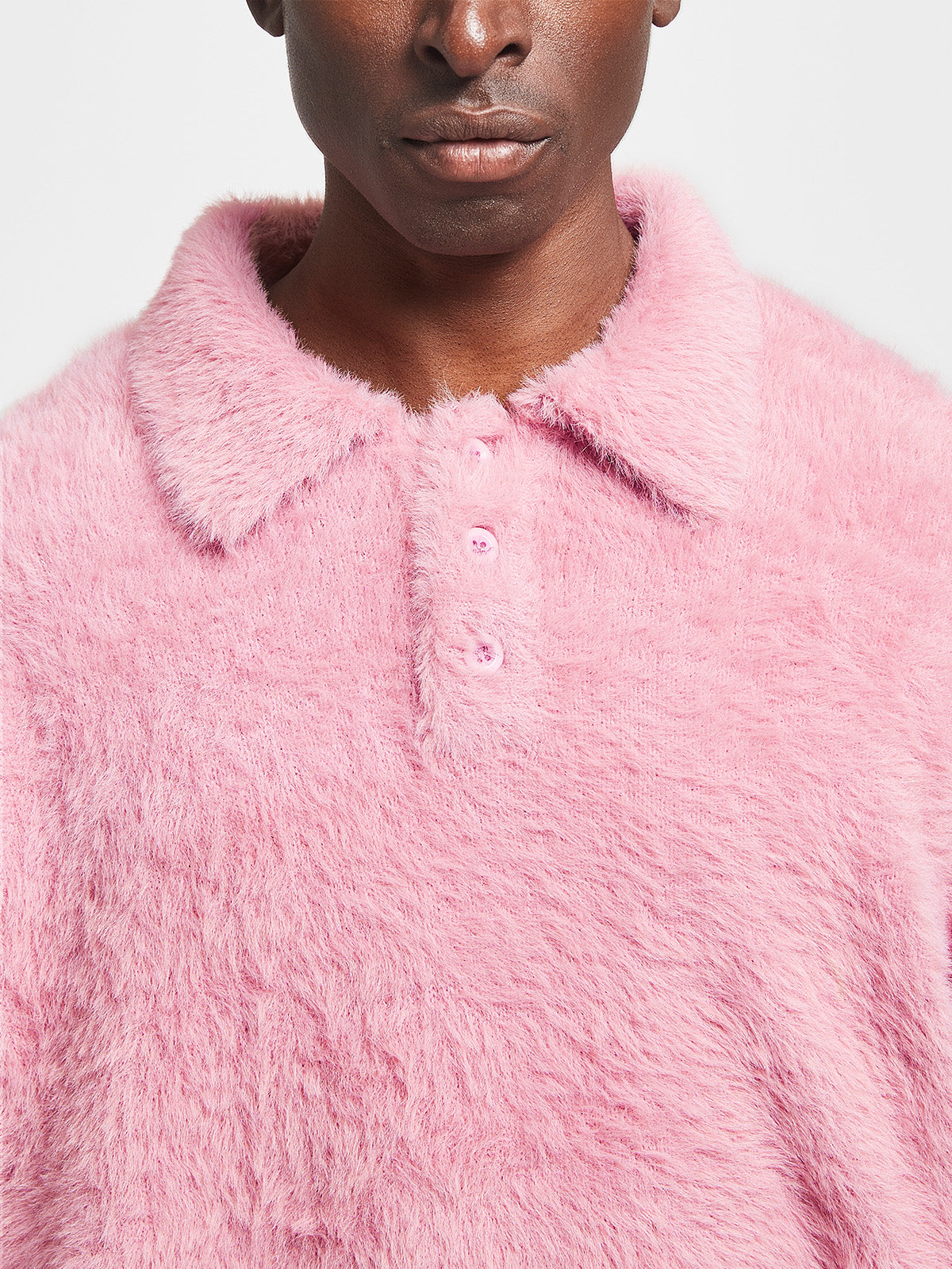 RIVOLI FURRY POLO KNIT - PINK