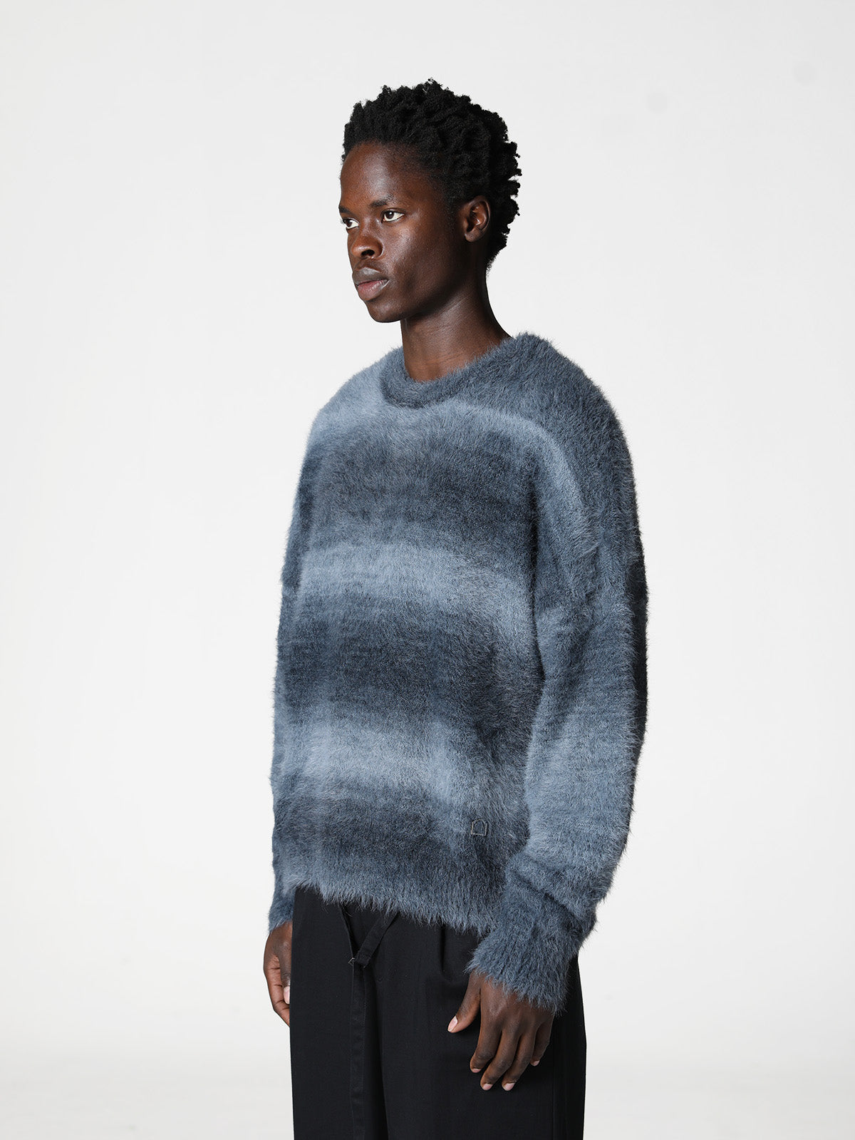 FURRY KNIT SWEATER - FADED GREY