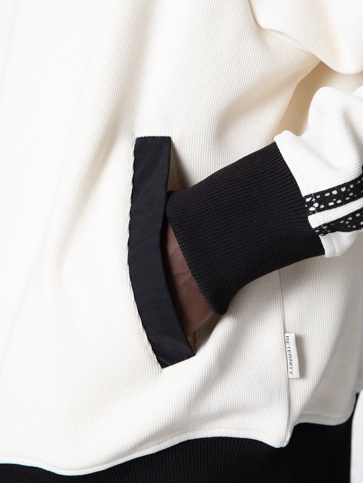 STUDIO KNIT TRACK JACKET - CREAM