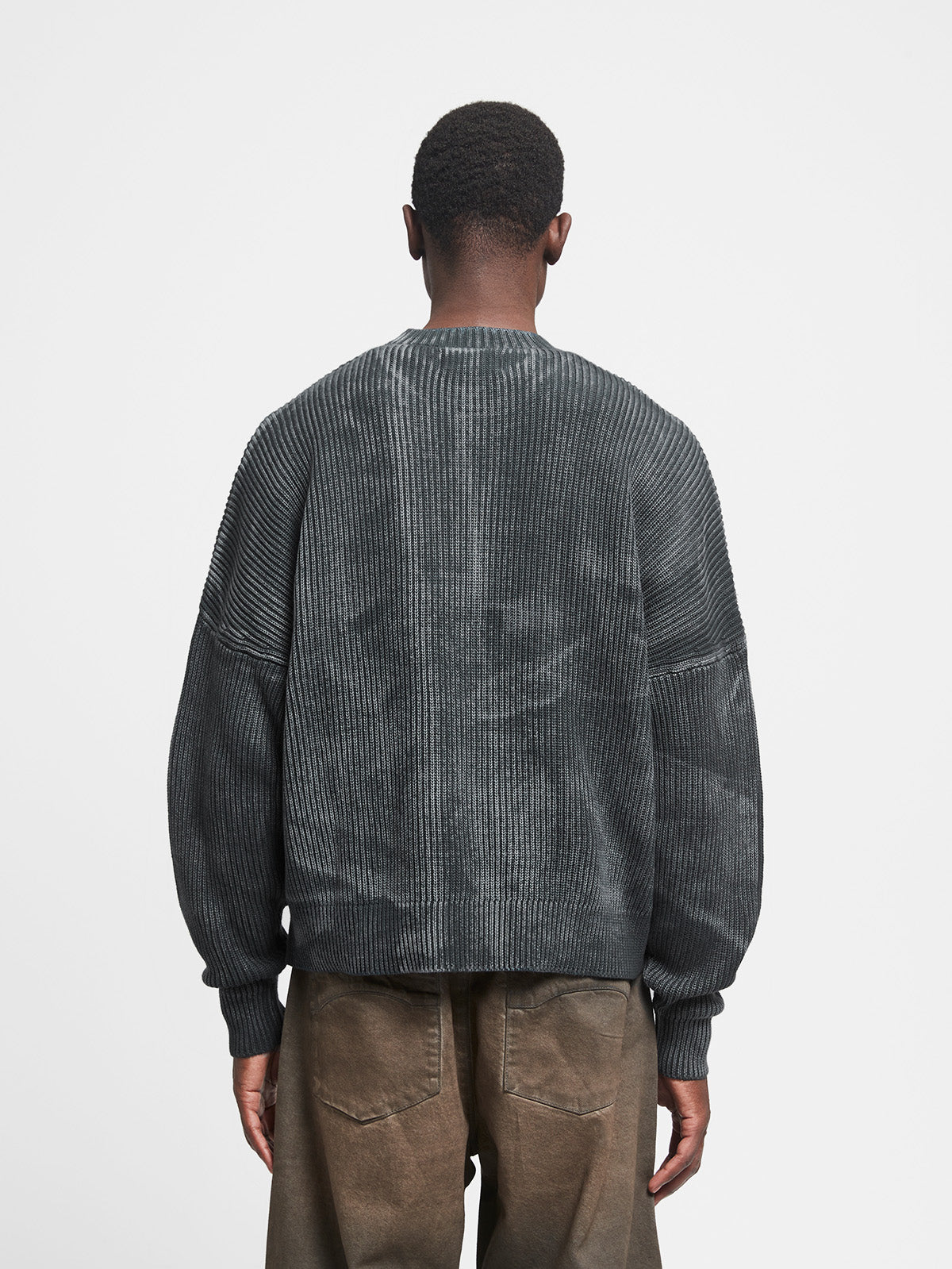 OIL WASHED NOIR KNIT SWEATER - VINTAGE BLACK