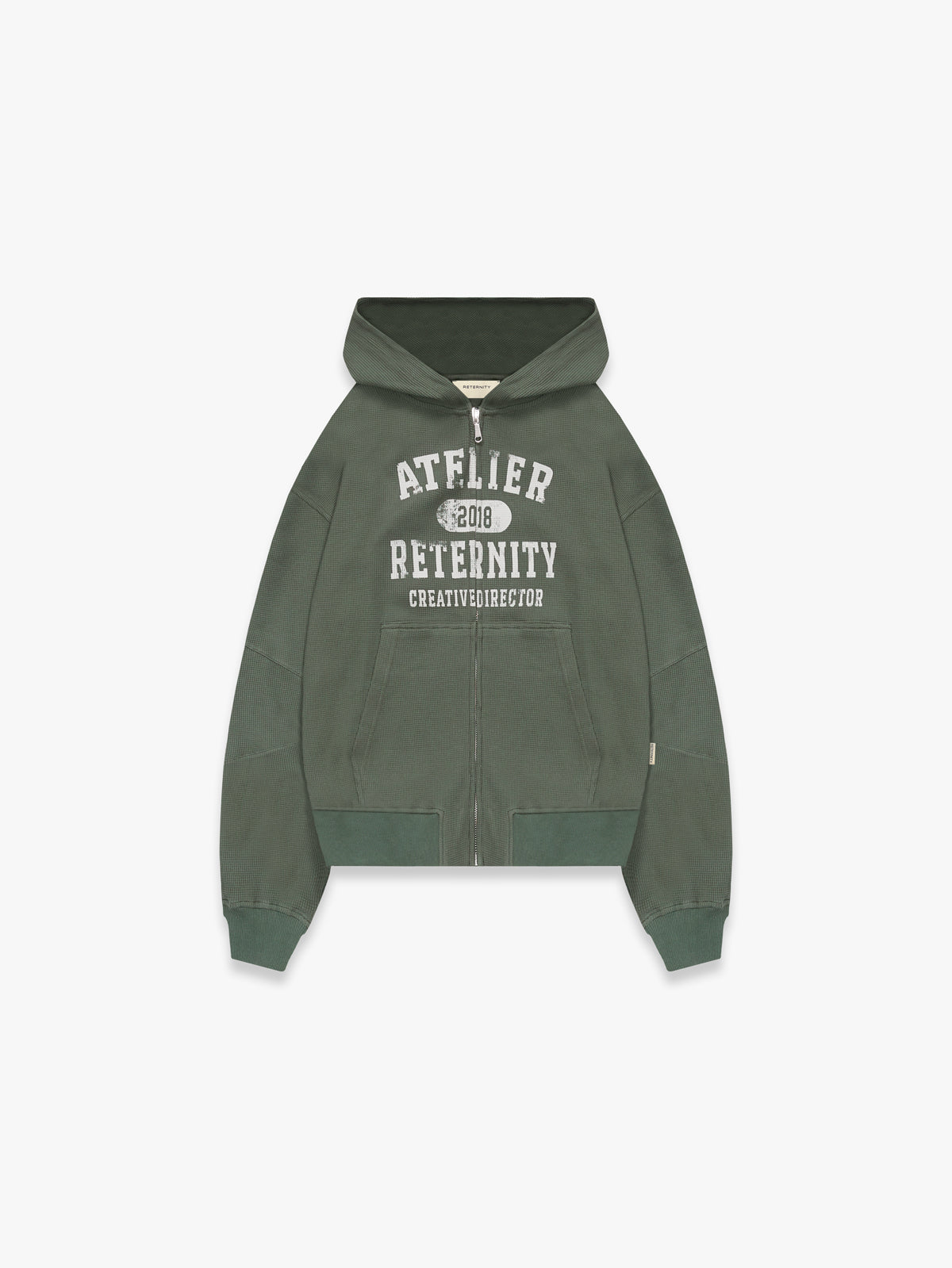 WAFFLE ZIP HOODIE - GREEN