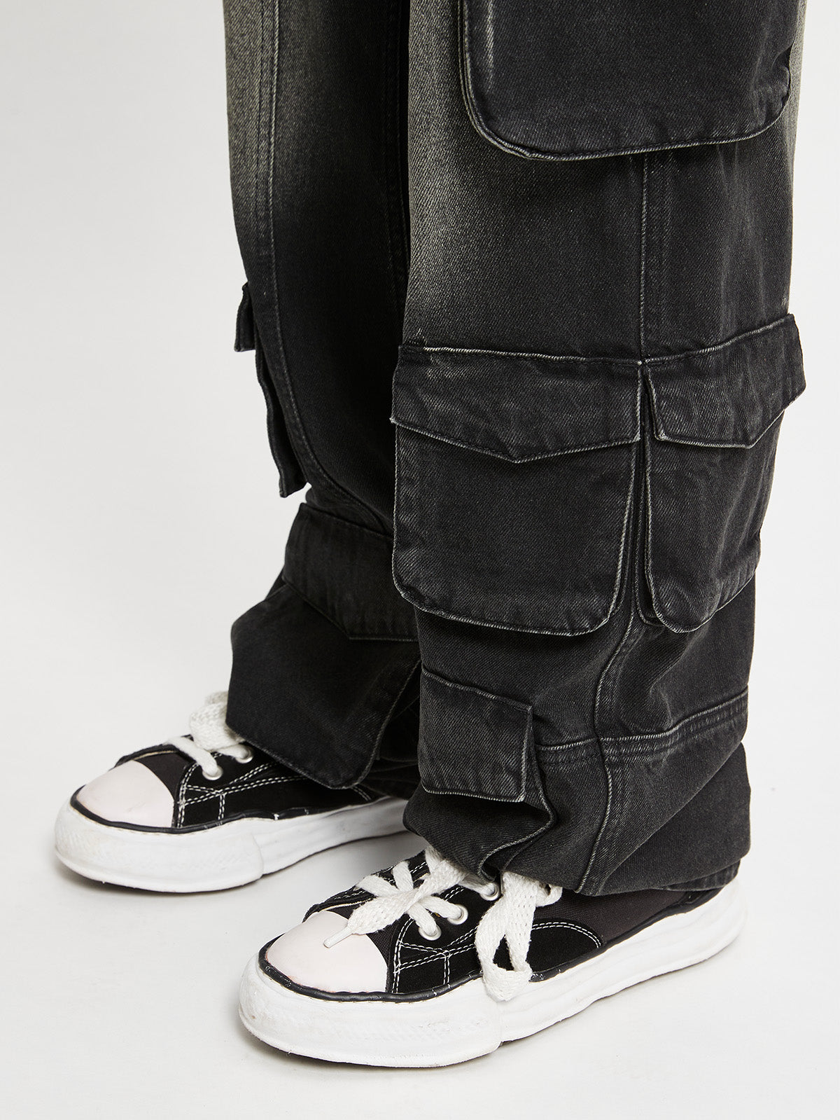 MULTIPOCKET CARGO DENIM - WASHED BLACK