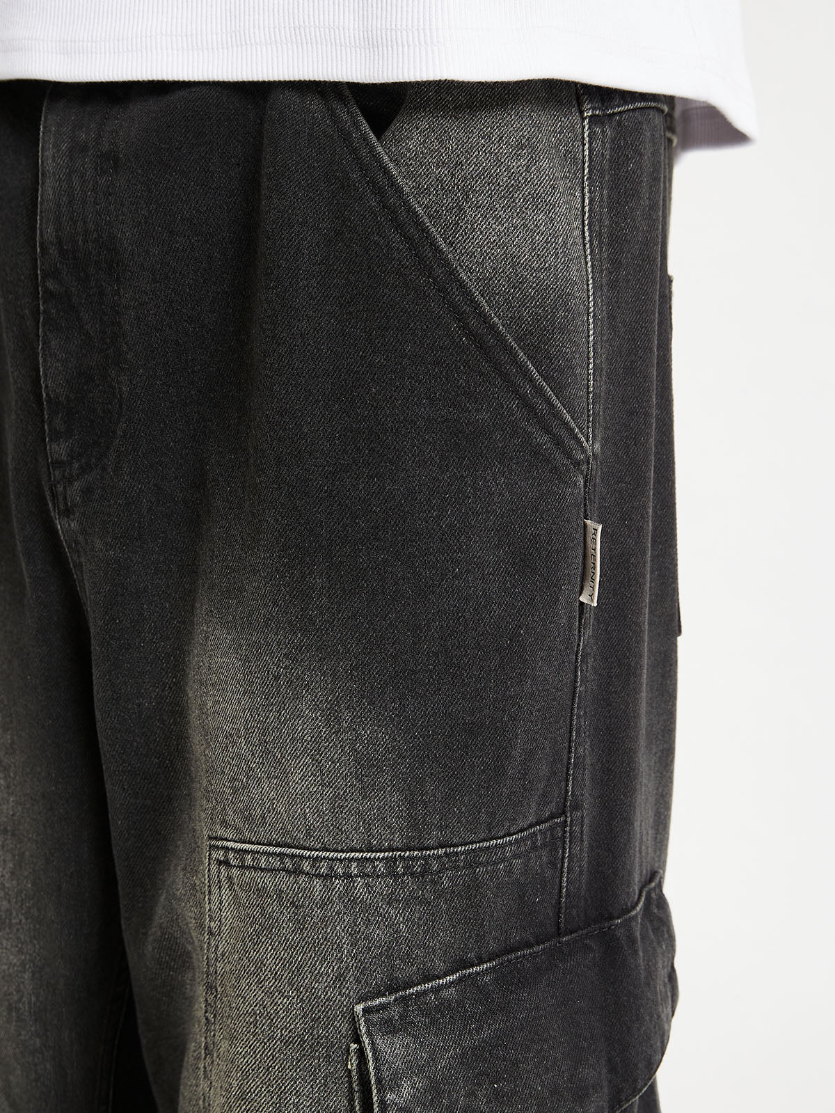 MULTIPOCKET CARGO DENIM - WASHED BLACK