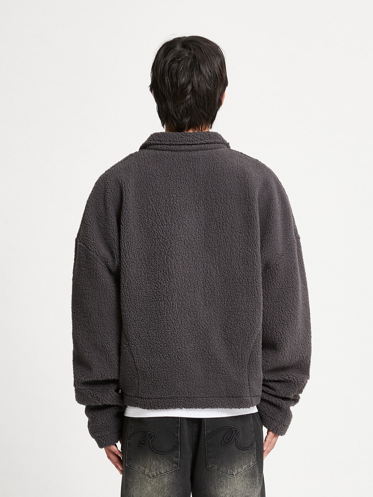 FLEECE POLO SWEATER - DARKGREY