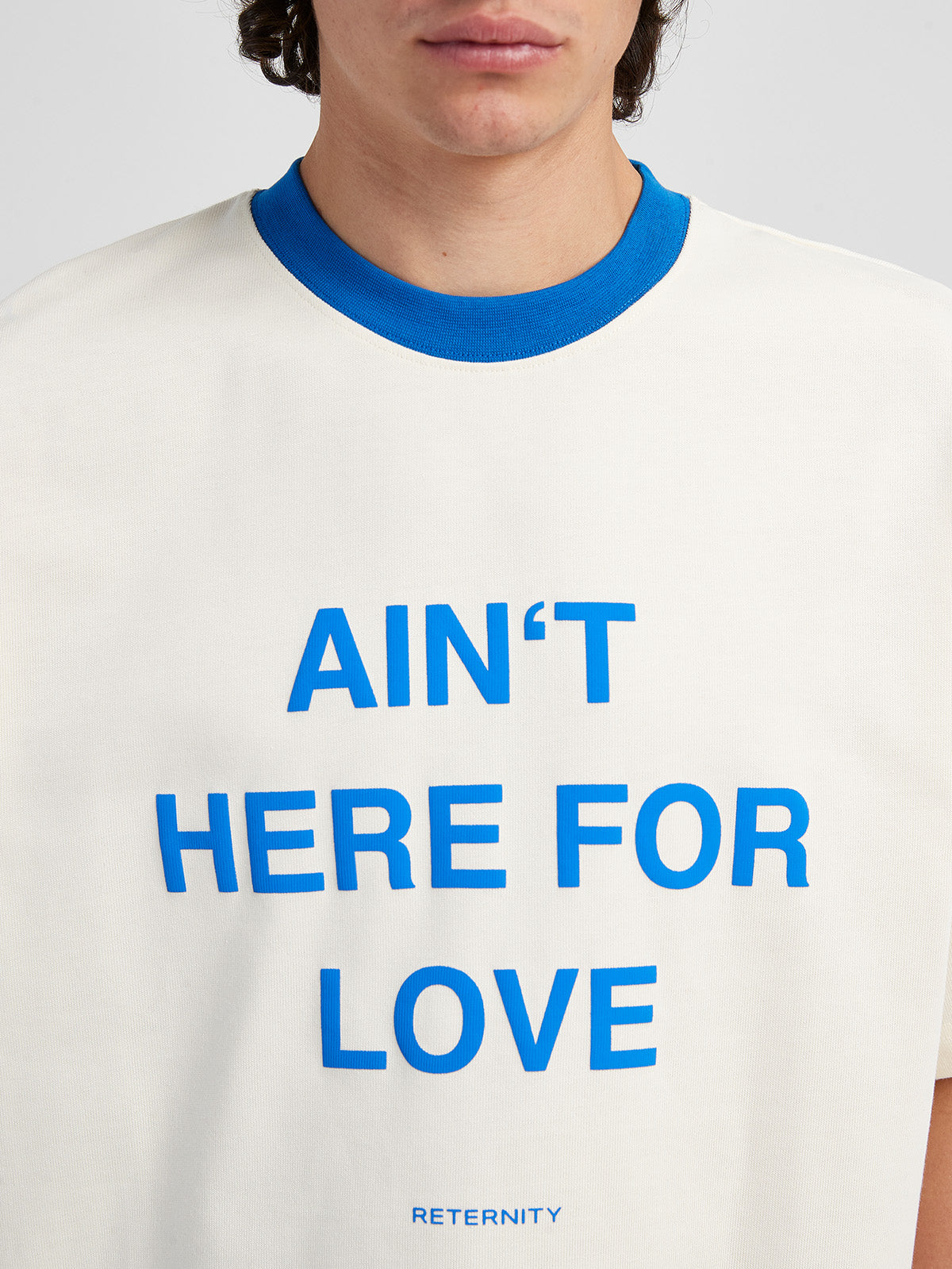 T-SHIRT 'AIN'T HERE FOR LOVE' - CREAM/BLUE