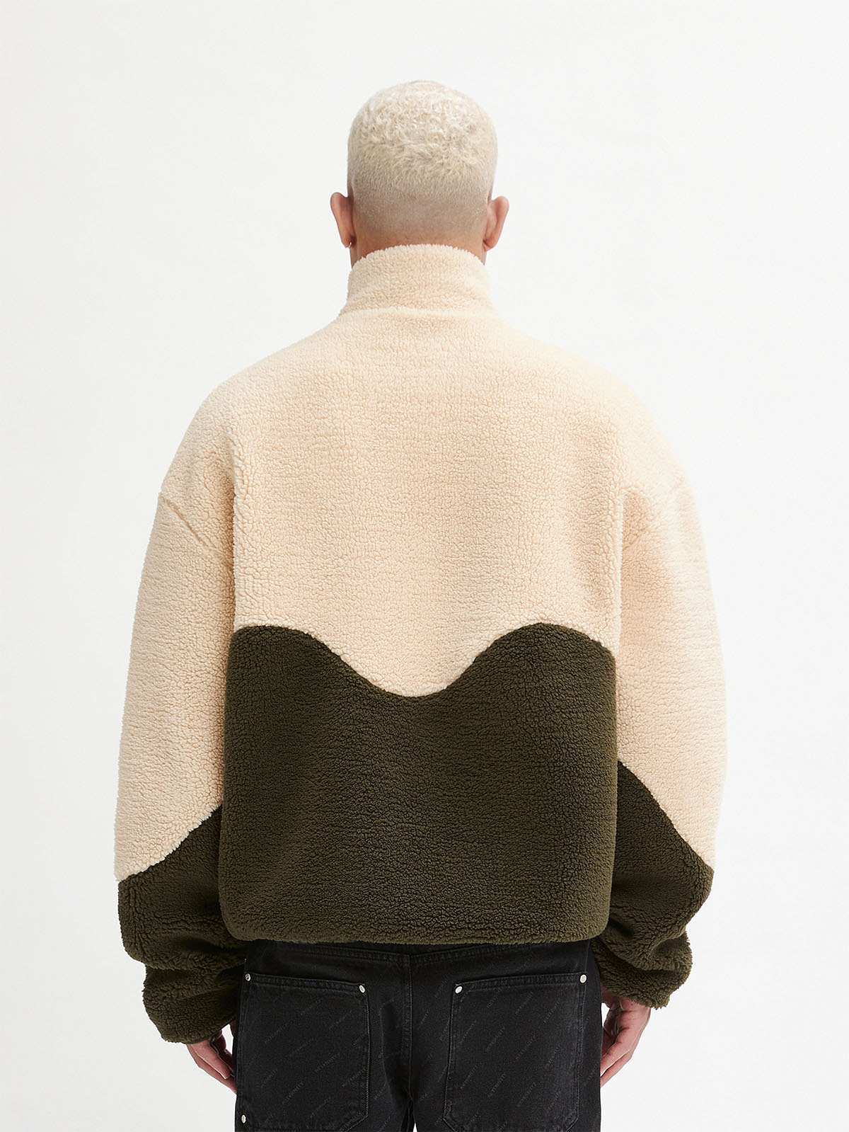 FLEECE JACKET - CREAM/OLIV