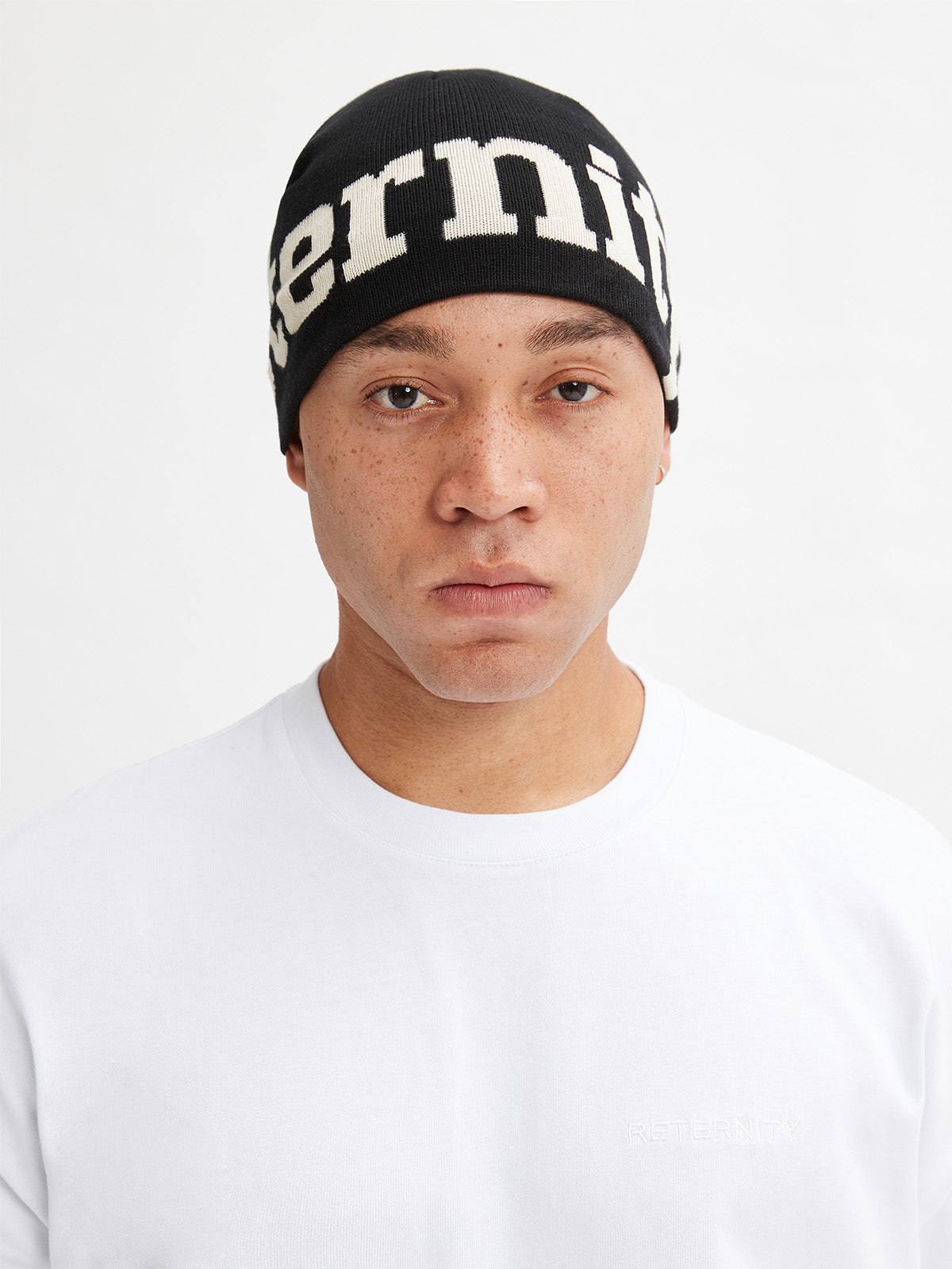 LOGO BEANIE - BLACK/CREAM