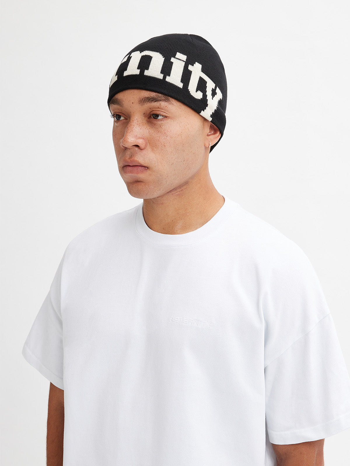 LOGO BEANIE - BLACK/CREAM