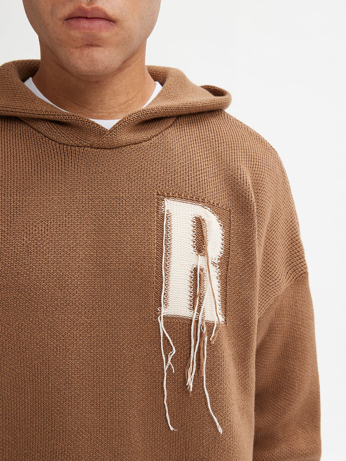 KNIT HOODIE - BROWN