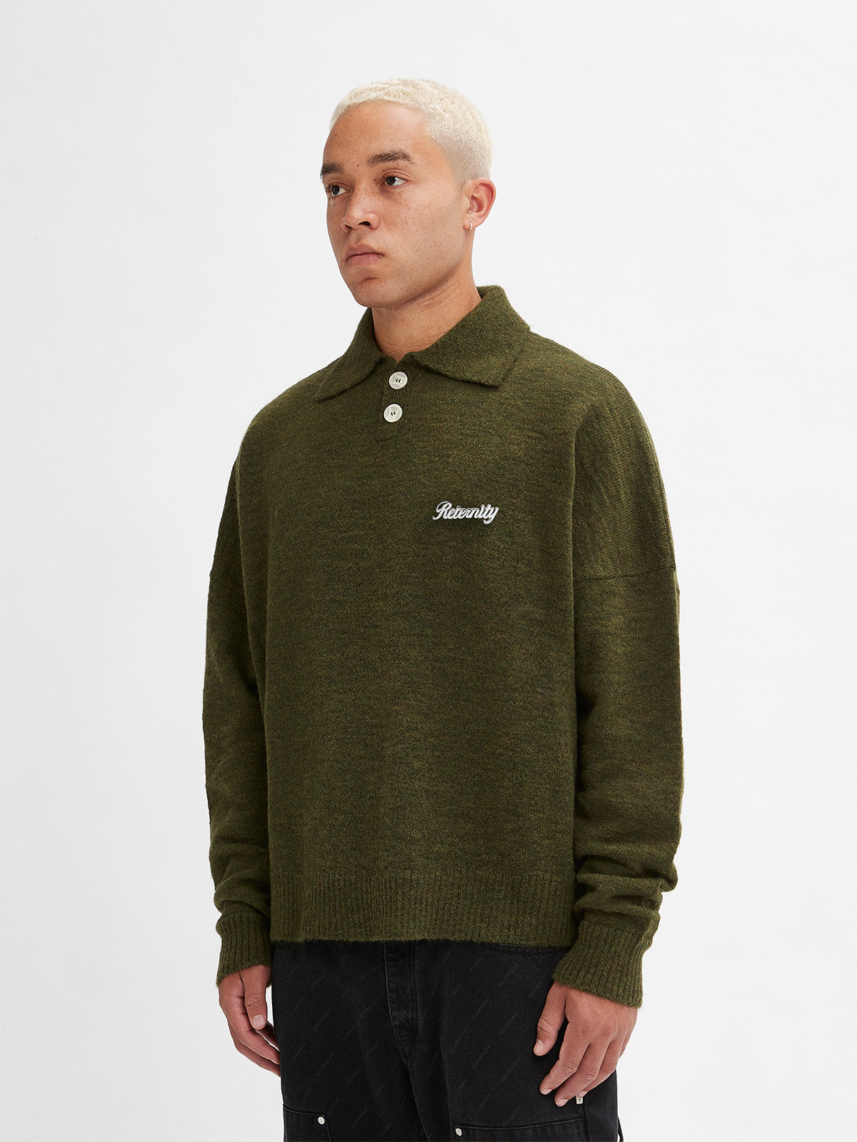 MOHAIR POLO SWEATER - GREEN