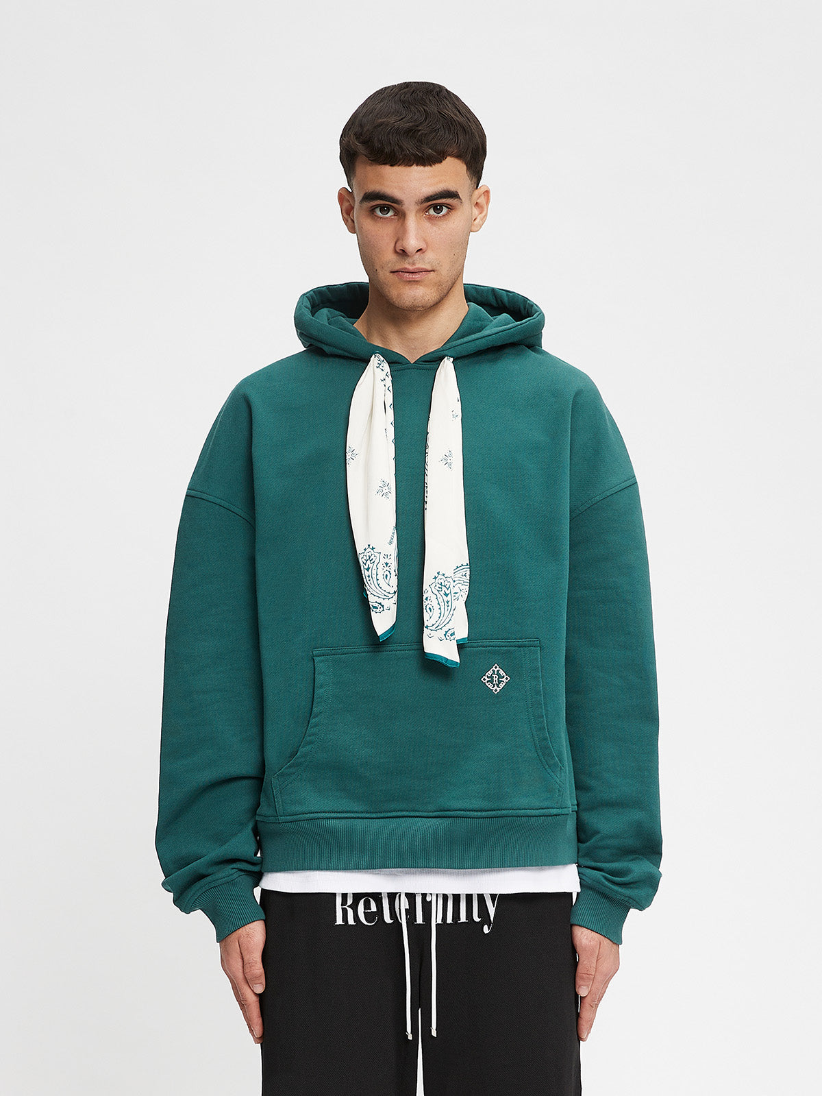 HOODIE WITH CLOTH - SMARAGD GREEN