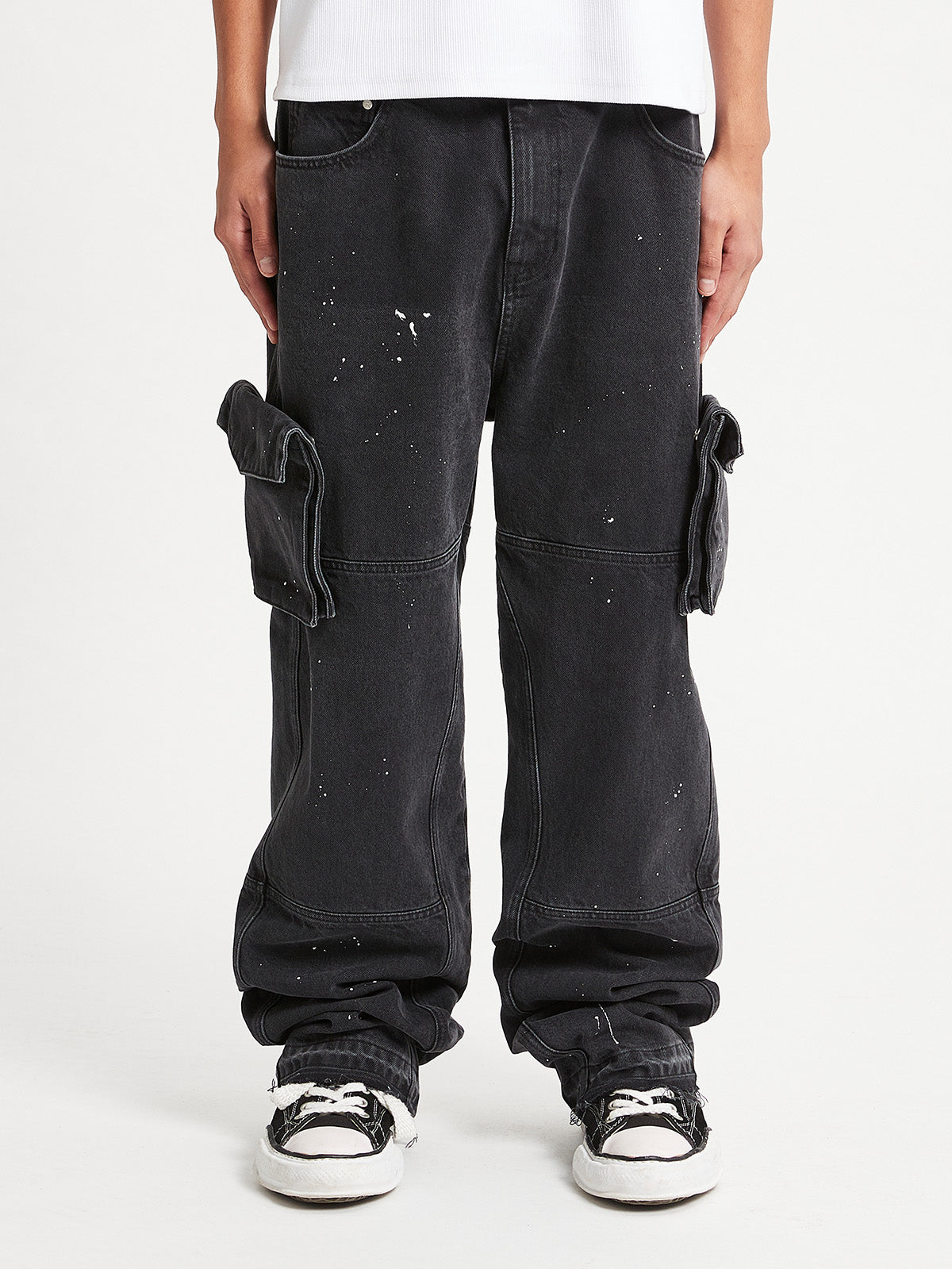 SPLATTER DENIM - WASHED BLACK