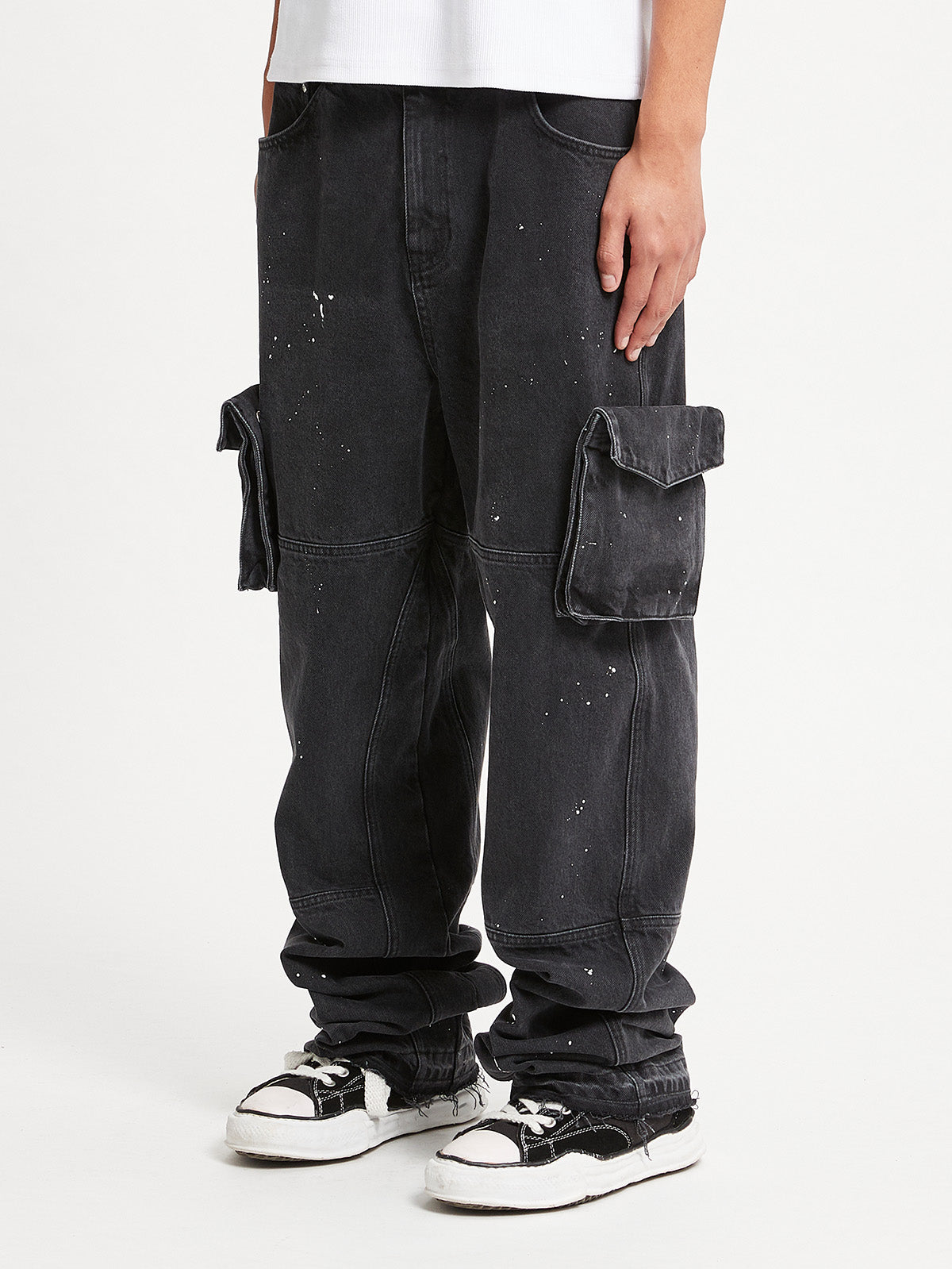 SPLATTER DENIM - WASHED BLACK