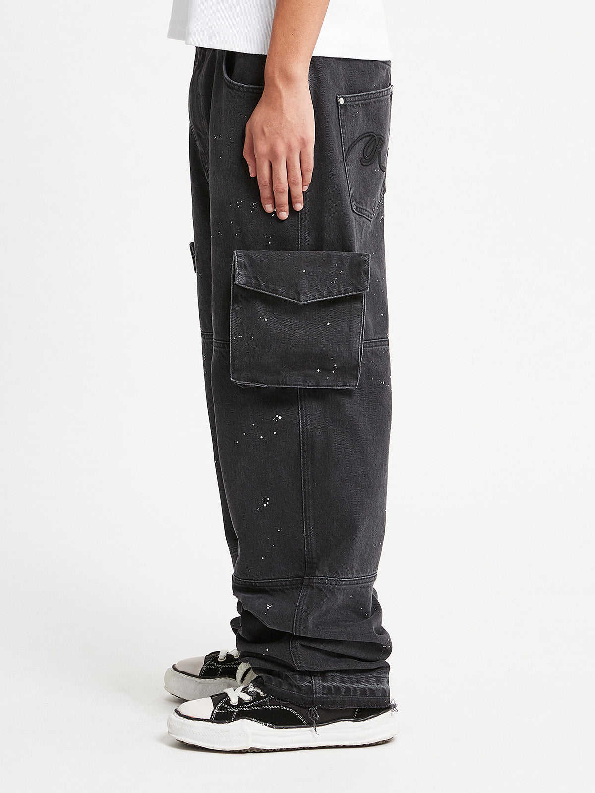 SPLATTER DENIM - WASHED BLACK