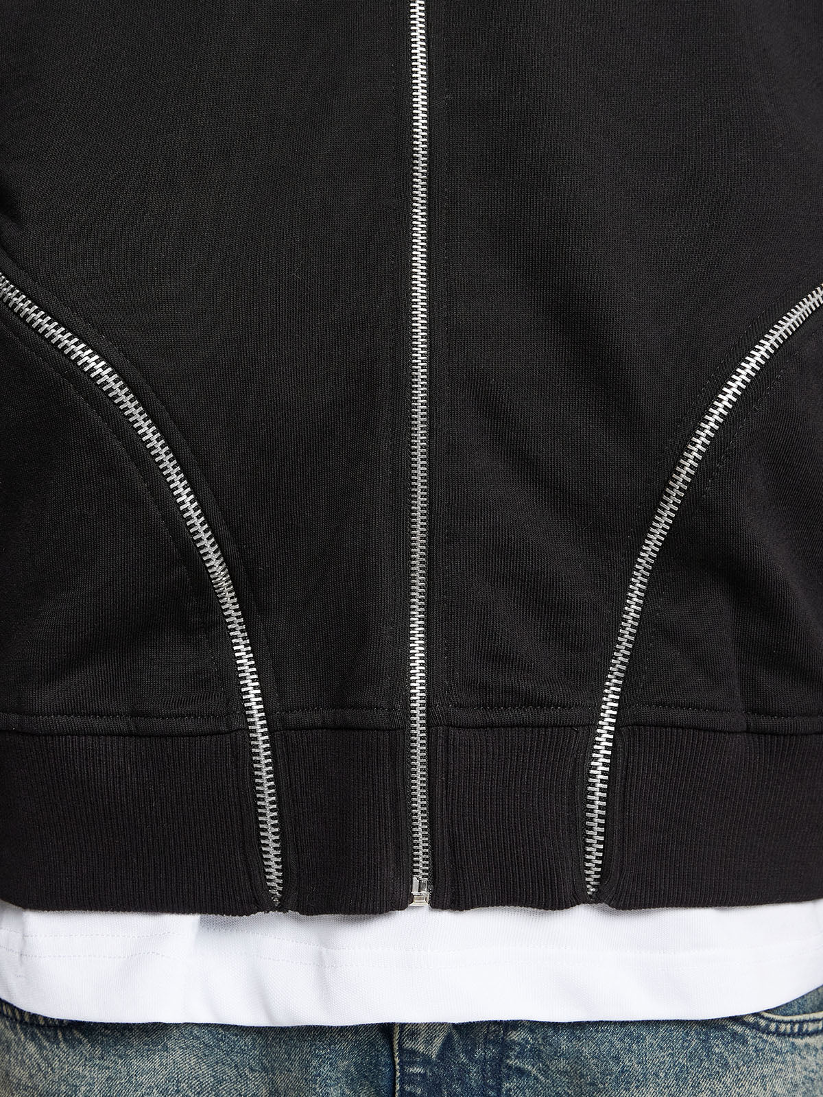 MULTIPLE ZIPPER HOODIE - BLACK