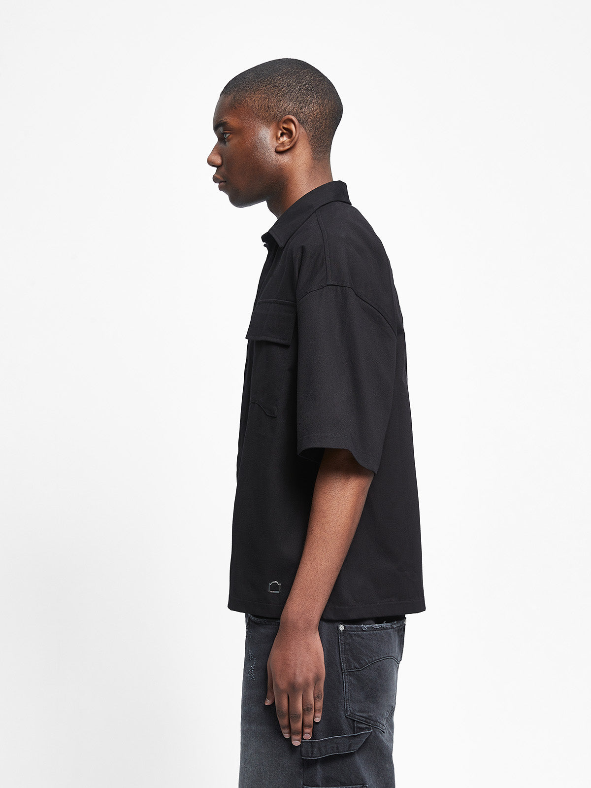 SIGNE BUTTON SHIRT - BLACK