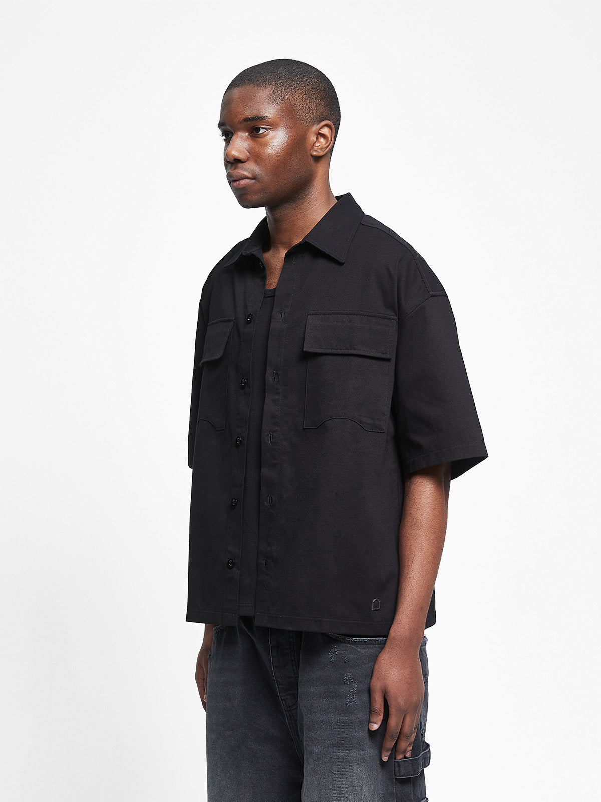 SIGNE BUTTON SHIRT - BLACK