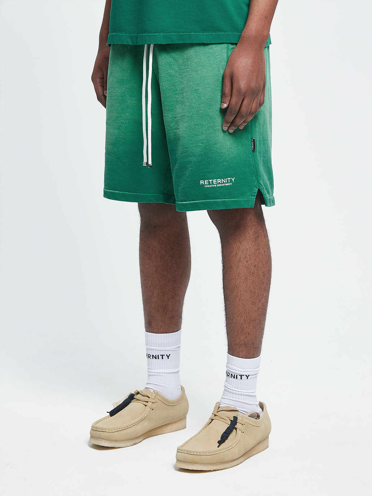 CREATIVE DEPT COTTON SHORTS - FADED GREEN