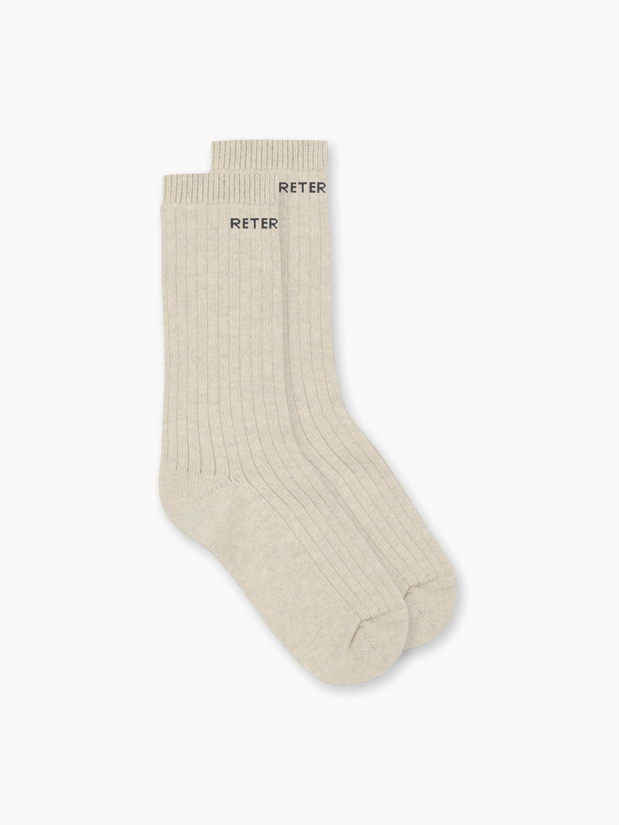 LOGO KNIT SOCKS - CREAM